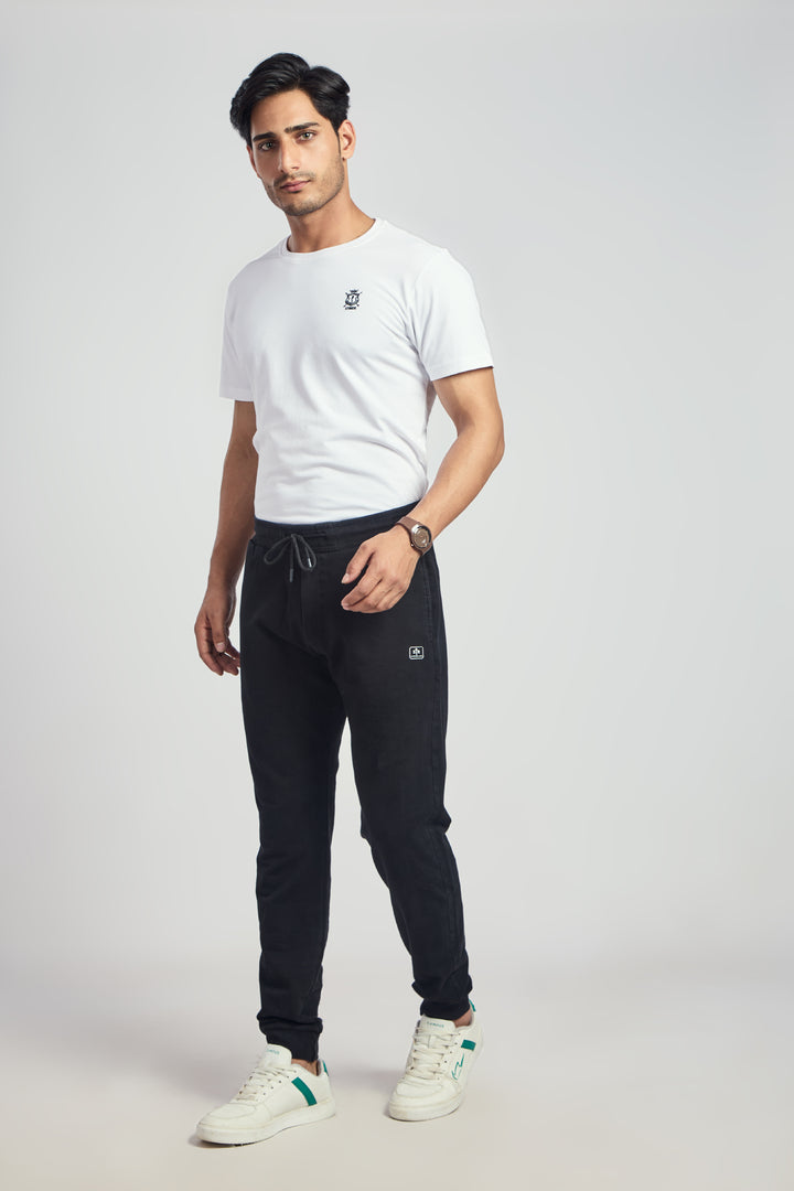 Denim Track Pant With Rib