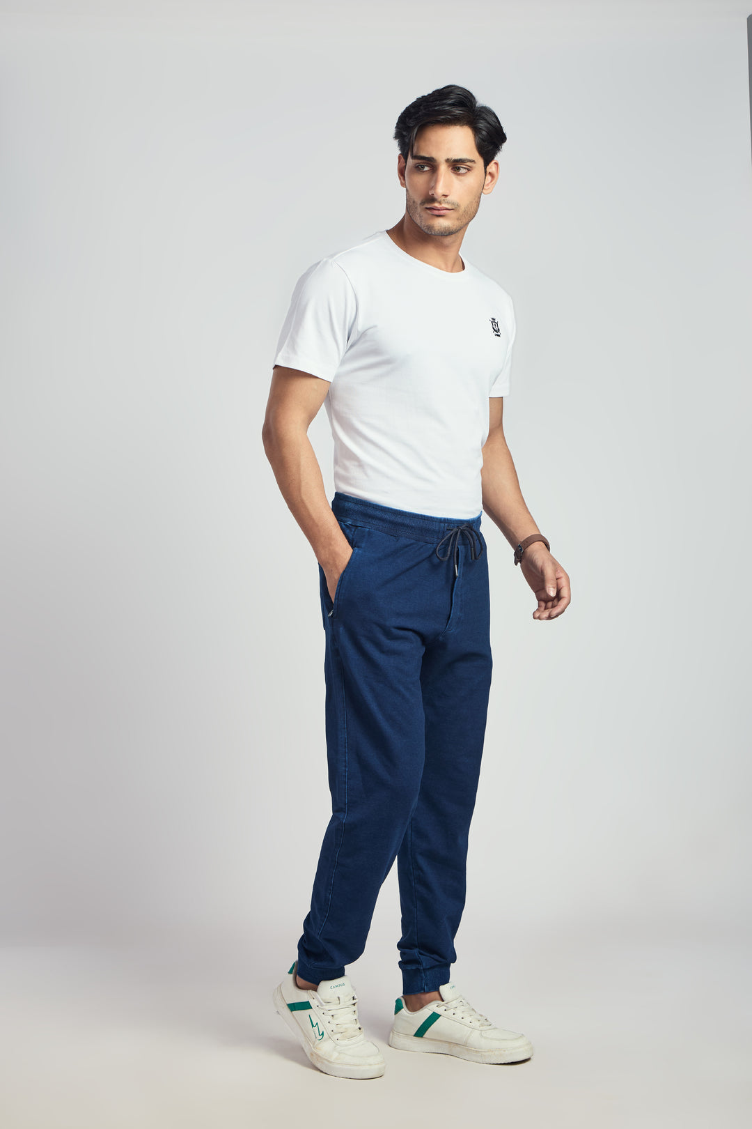 Denim Track Pant With Rib