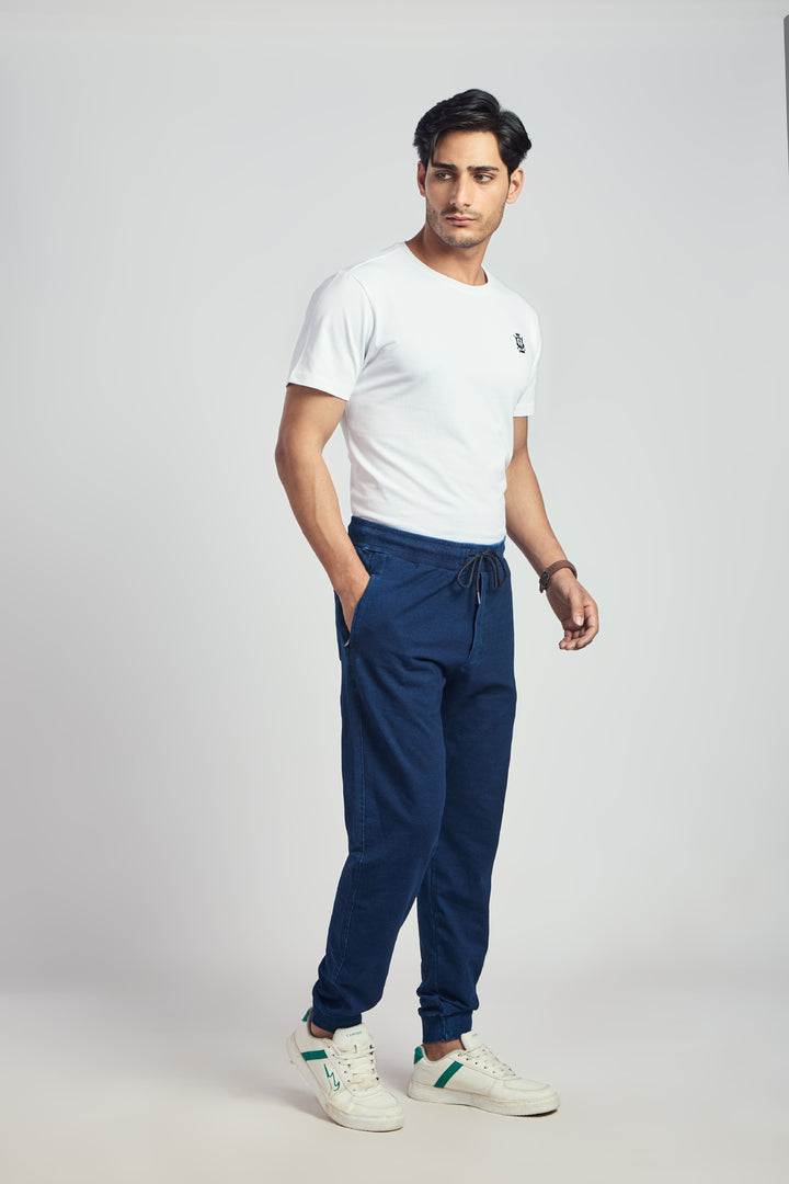 Denim Track Pant With Rib
