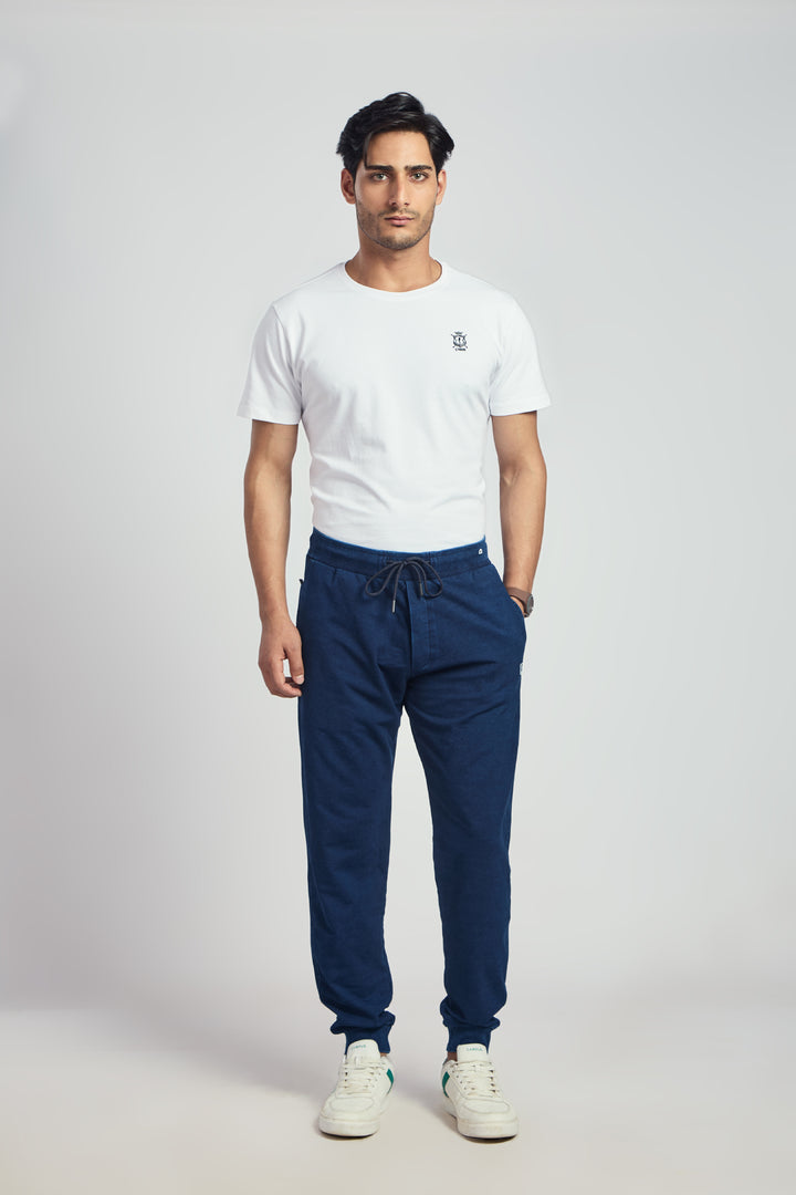 Denim Track Pant With Rib