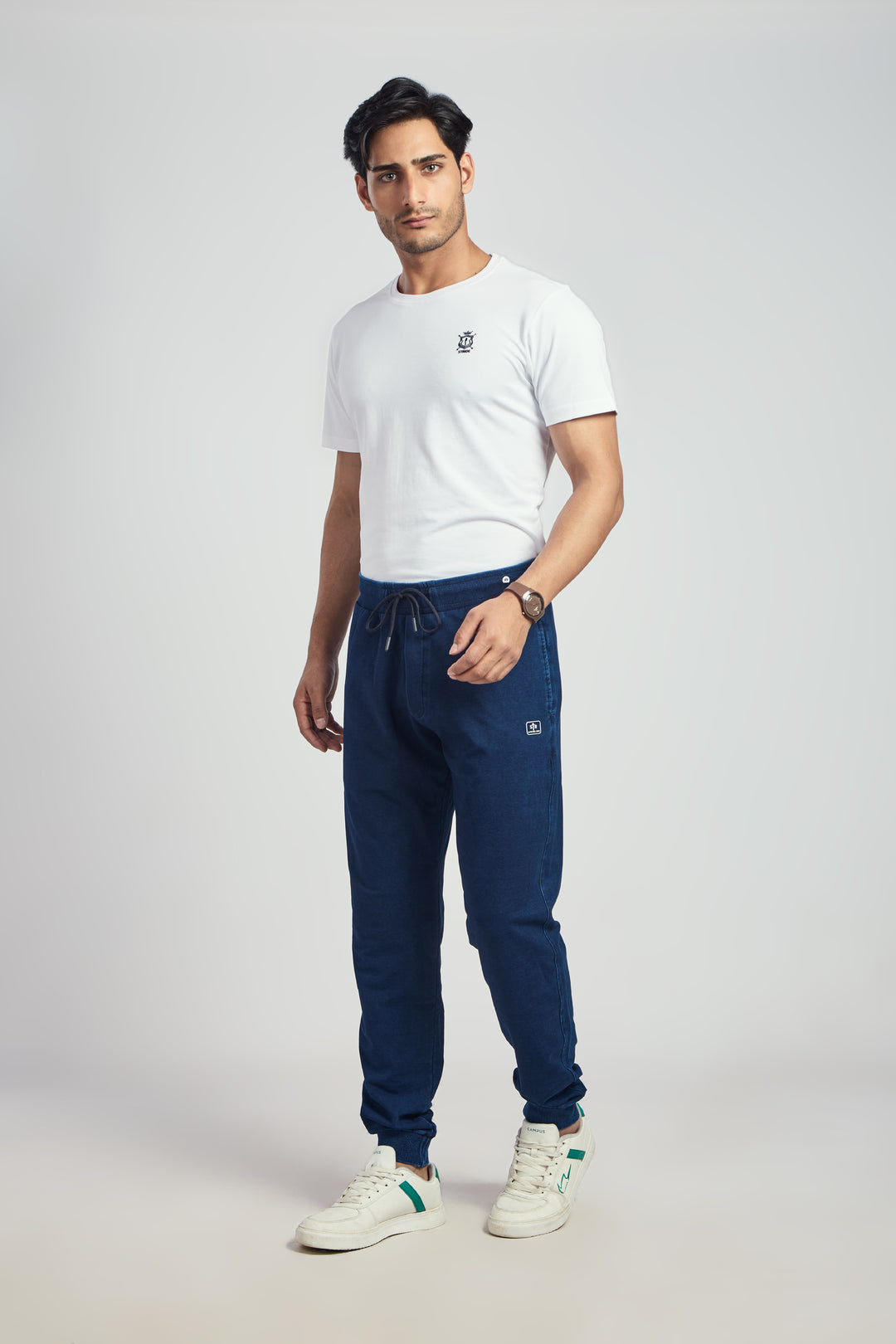 Denim Track Pant With Rib