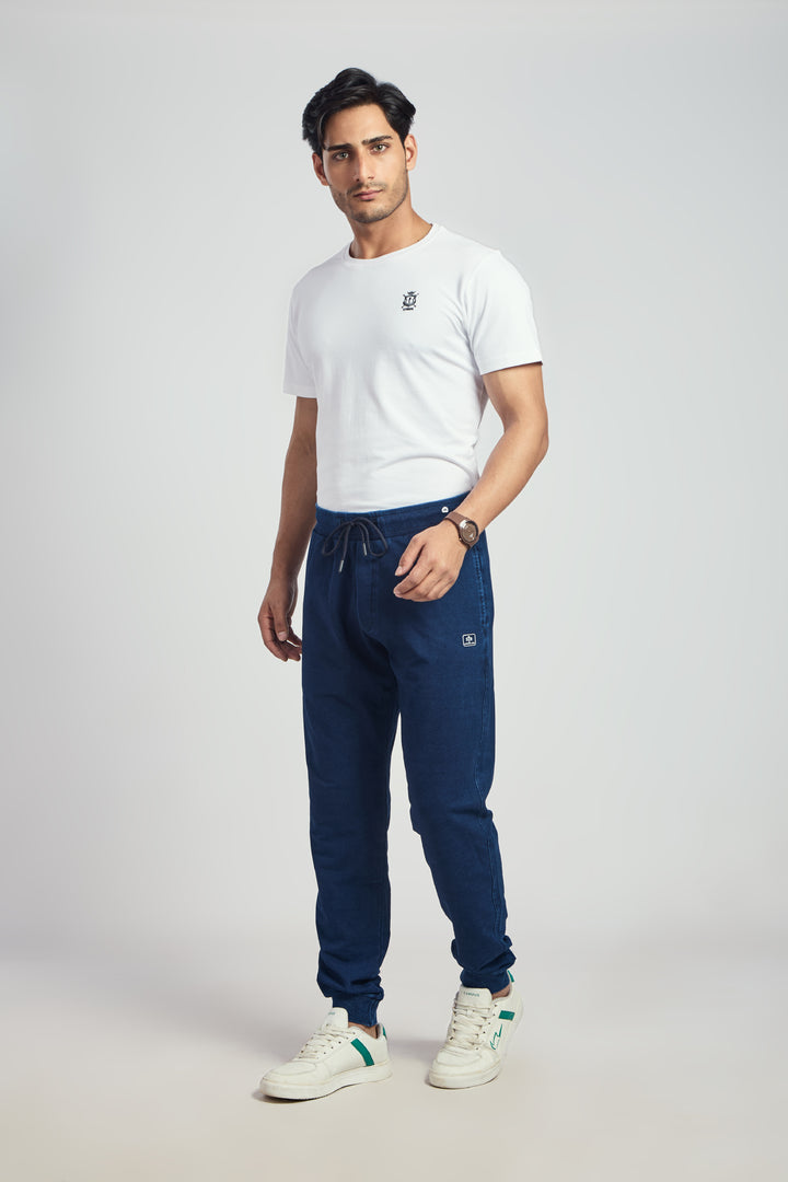 Denim Track Pant With Rib