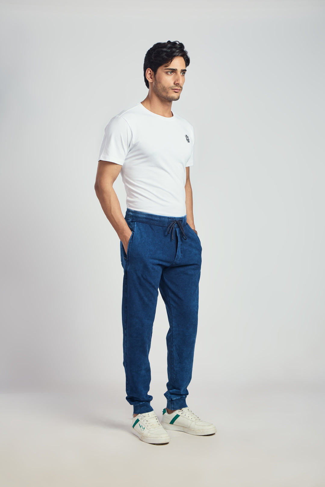 Denim Track Pant With Rib