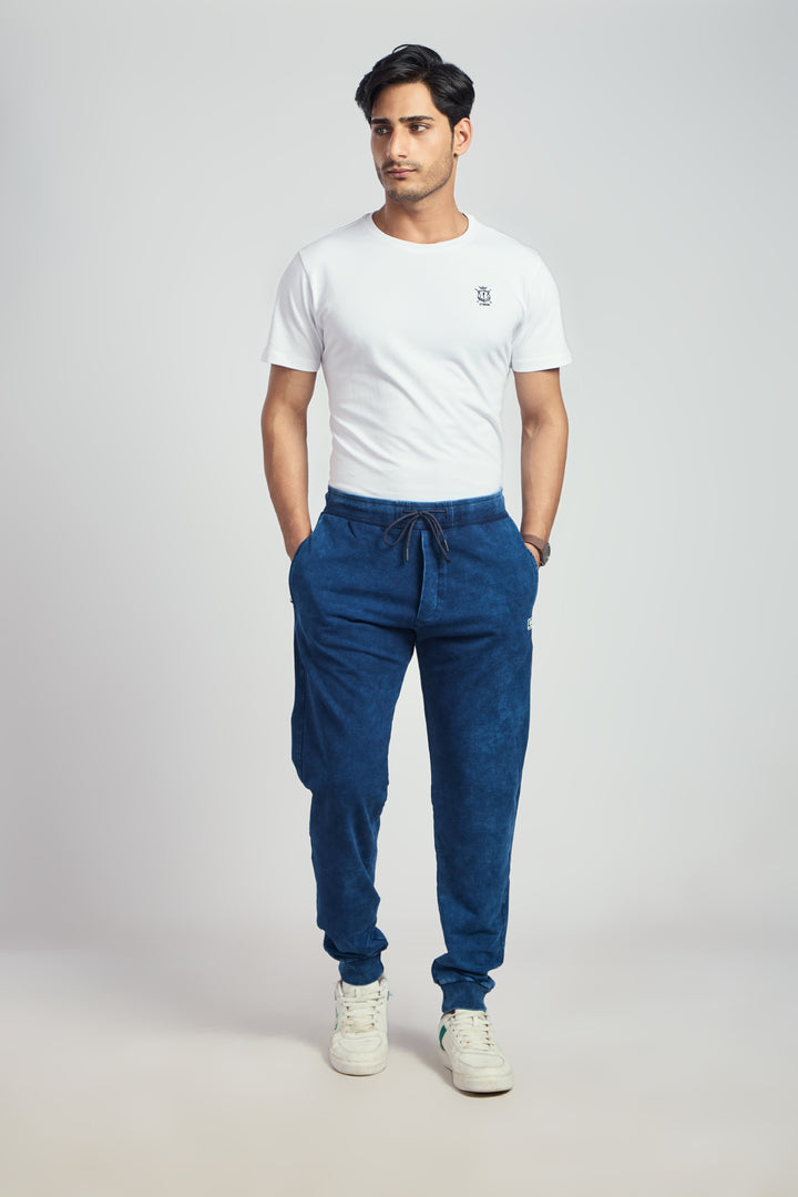 Denim Track Pant With Rib