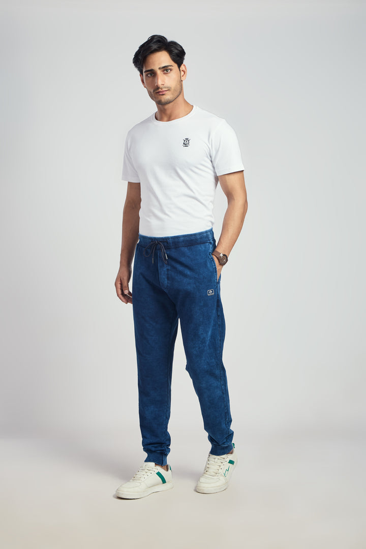 Denim Track Pant With Rib