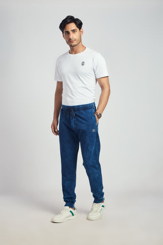 Denim Track Pant With Rib